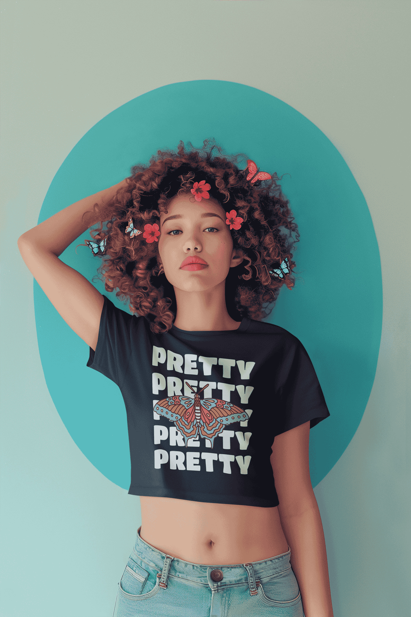 Female Pretty Butterfly Navy Blue